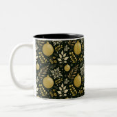 Elegant gouden en zwarte vakantie Ornament kerst Tweekleurige Koffiemok (Links)