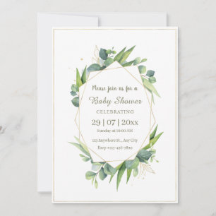 Elegant gouden eucalyptus Baby shower uitnodiging
