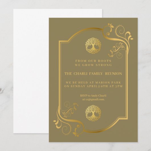 Elegant gouden familie reünie bedankkaart