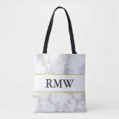 Elegant gouden faux wit marmeren Initialen Monogra Tote Bag (Voorkant)