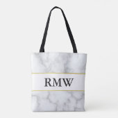 Elegant gouden faux wit marmeren Initialen Monogra Tote Bag (Achterkant)