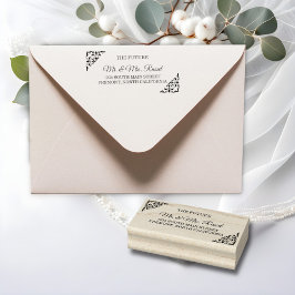 Elegant Gouden Filigraan, het Adres van de Huwelij Rubberstempel