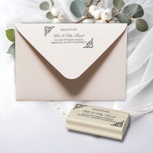 Elegant Gouden Filigraan, het Adres van de Huwelij Rubberstempel