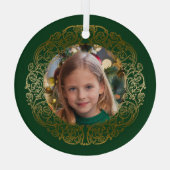 Elegant  gouden filigraan Lijst foto Glas Ornament (Achterkant)