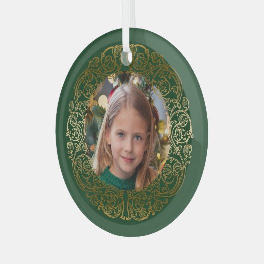 Elegant  gouden filigraan Lijst foto Glas Ornament (Voorkant links)