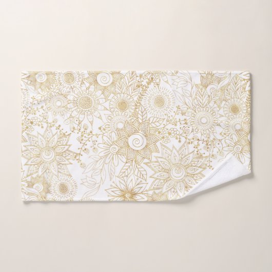 Elegant gouden florale doedels design bad handdoek (Handdoek)