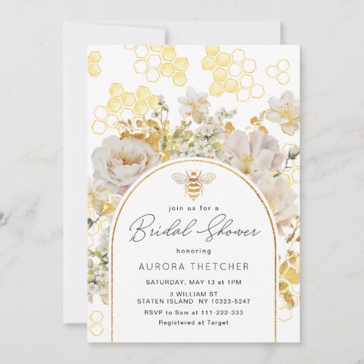 Elegant gouden folie bijen vrijgezellenfeest kaart (Voorkant)