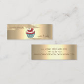 Elegant Gouden Folie Borstel Slag Cupcake Cherry Mini Visitekaartje (Voorkant / Achterkant)