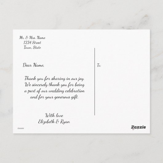 Elegant, Gouden folie, Dank u, Aangepaste foto Briefkaart (Achterkant)