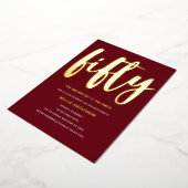 Elegant Gouden Folie en Dieprood 50ste Verjaardags Folie Uitnodiging (Gedraaid)