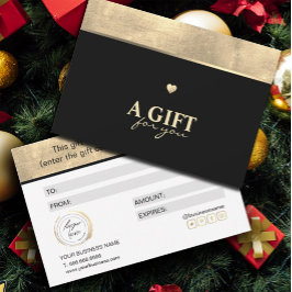 Elegant Gouden Folie en Zwart Cadeaucertificaat
