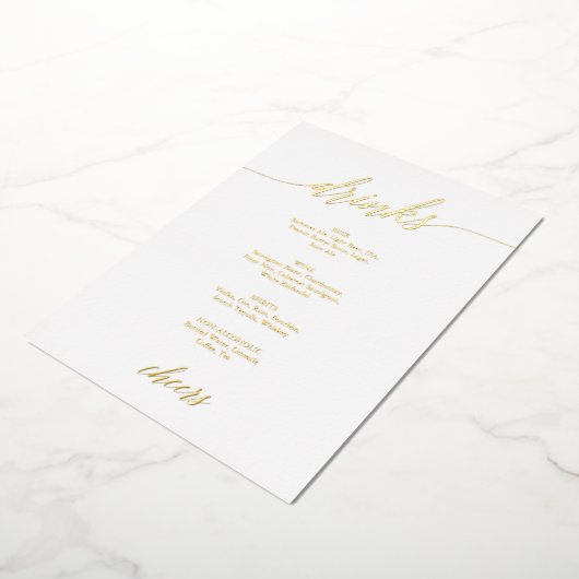 Elegant Gouden Folie Kalligrafie Bruiloft Drinken  Folie Uitnodiging (Gedraaid)