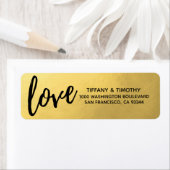 Elegant Gouden Folie LIEFDE Bruiloft Retouradres Etiket (Insitu)
