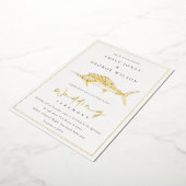 Elegant Gouden Folie Marine Vis Bruiloft Folie Uitnodiging (Gedraaid)