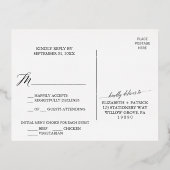 Elegant Gouden Folie Menu Keuze RSVP Briefkaart (Achterkant)