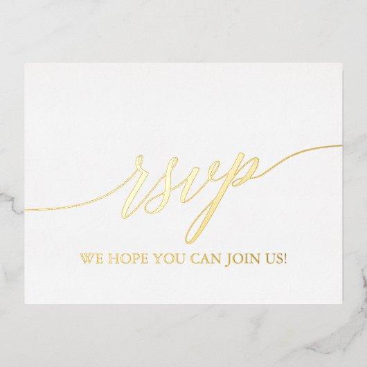 Elegant Gouden Folie Menu Keuze RSVP Briefkaart (Voorkant)