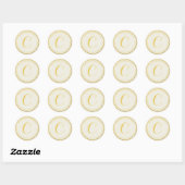 Elegant Gouden Folie Streep Monogram Adres Ronde Sticker (Vel)