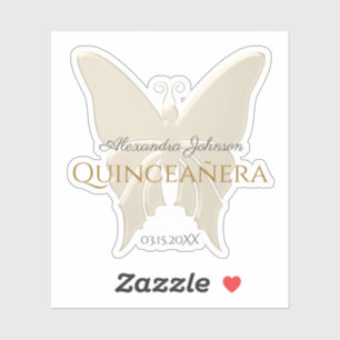 Elegant gouden folie vlinder quinceanera monogram sticker