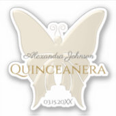 Elegant gouden folie vlinder quinceanera monogram sticker (Voorkant)