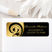 Elegant, gouden folie, zwenken, zwart damesadres etiket (Insitu)