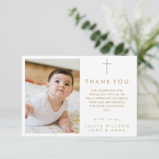 Elegant gouden Fotodoop Dank u kaart (Staand voorkant)