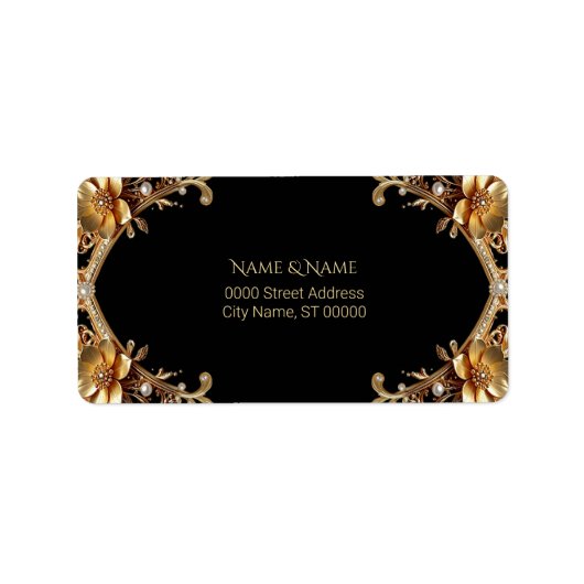 Elegant gouden frame adreslabel etiket (Voorkant)