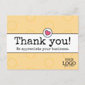 Elegant Gouden Geel W / Hart Zakelijk Dank u Briefkaart (Voorkant)