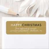 Elegant Gouden Gelukkig Kerstmis Script Retouradre Etiket (Insitu)