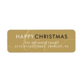 Elegant Gouden Gelukkig Kerstmis Script Retouradre Etiket
