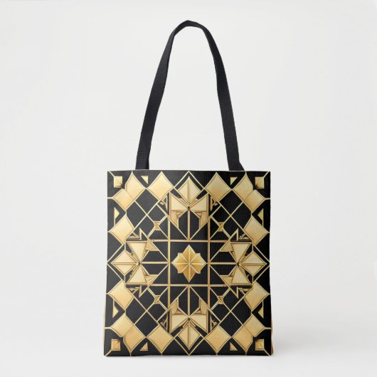 Elegant Gouden Geometrisch Kunstontwerp Tote Bag (Voorkant)