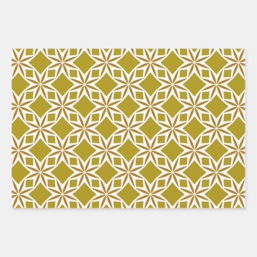 Elegant gouden geometrisch patroon inpakpapier vel (Voorkant 3)