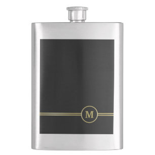 Elegant gouden gepersonaliseerd monogram op zwart flacon