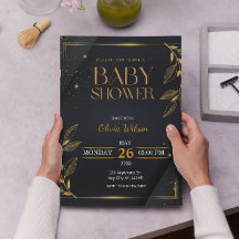 Elegant gouden geslachtsneutraal bloemig Baby show