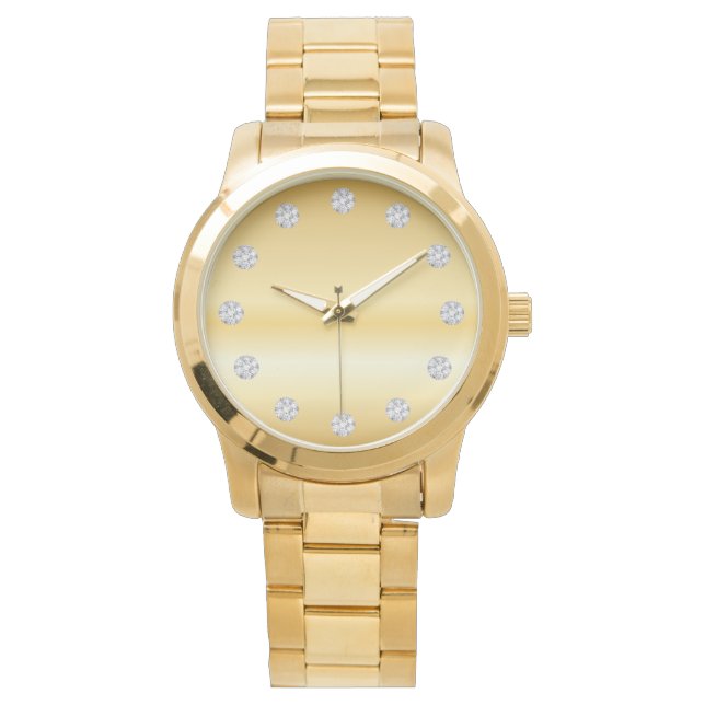 Elegant gouden gezicht en diamanten horloge (Voorkant)