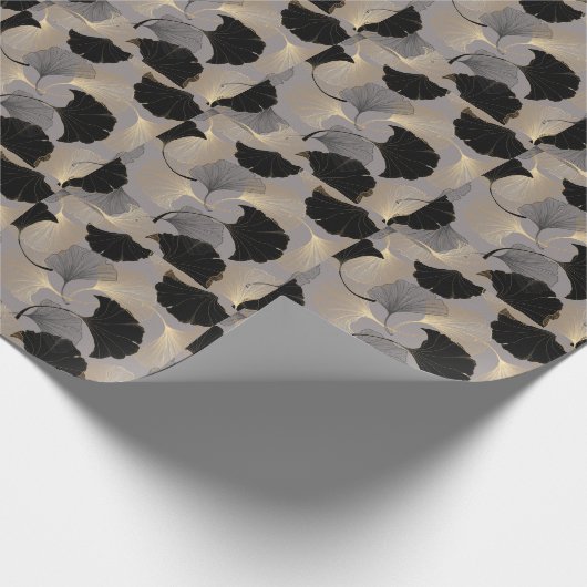Elegant gouden Ginkgo, achtergrond. Cadeaupapier (Hoek)