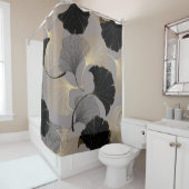 Elegant gouden Ginkgo,  achtergrond. Douchegordijn (In situ)