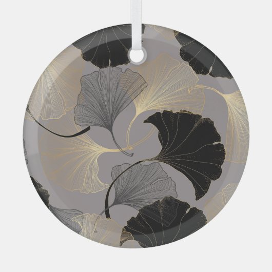 Elegant gouden Ginkgo,  achtergrond. Glas Ornament (Voorkant)