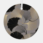 Elegant gouden Ginkgo,  achtergrond. Glas Ornament (Achterkant)