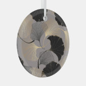 Elegant gouden Ginkgo,  achtergrond. Glas Ornament (Voorkant Rechts)