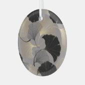 Elegant gouden Ginkgo,  achtergrond. Glas Ornament (Voorkant links)