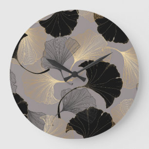 Elegant gouden Ginkgo,  achtergrond. Grote Klok
