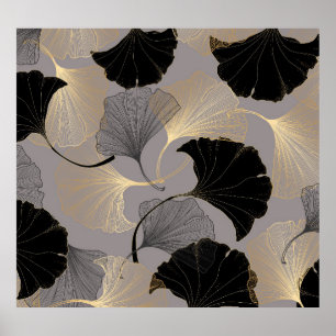 Elegant gouden Ginkgo, achtergrond. Poster