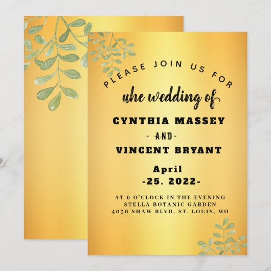 Elegant gouden glanzende moderne kaart (Voorkant / Achterkant)