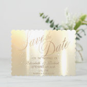 Elegant gouden glanzende save the date (Staand voorkant)