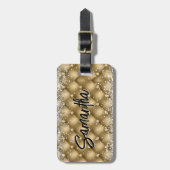 Elegant gouden glinsterende glitter monogram bagagelabel (Voorkant verticaal)