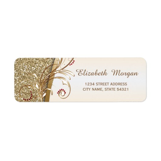 Elegant gouden glitter adreslabel etiket (Voorkant)