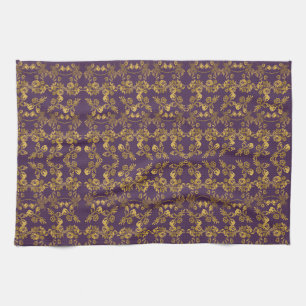 Elegant Gouden Glitter Bloem Tuin Patroon Theedoek