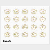 Elegant Gouden Glitter Crown & Bloemen Lijst Ronde Sticker (Vel)