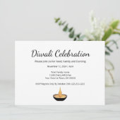 Elegant Gouden Glitter Diya Lamp Diwali Viering Kaart (Staand voorkant)