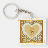 Elegant Gouden Glitter Hart Initiaal & Naam Sleute Sleutelhanger (Voorkant)